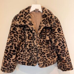 Girls coat, faux fur, size 6, barely worn